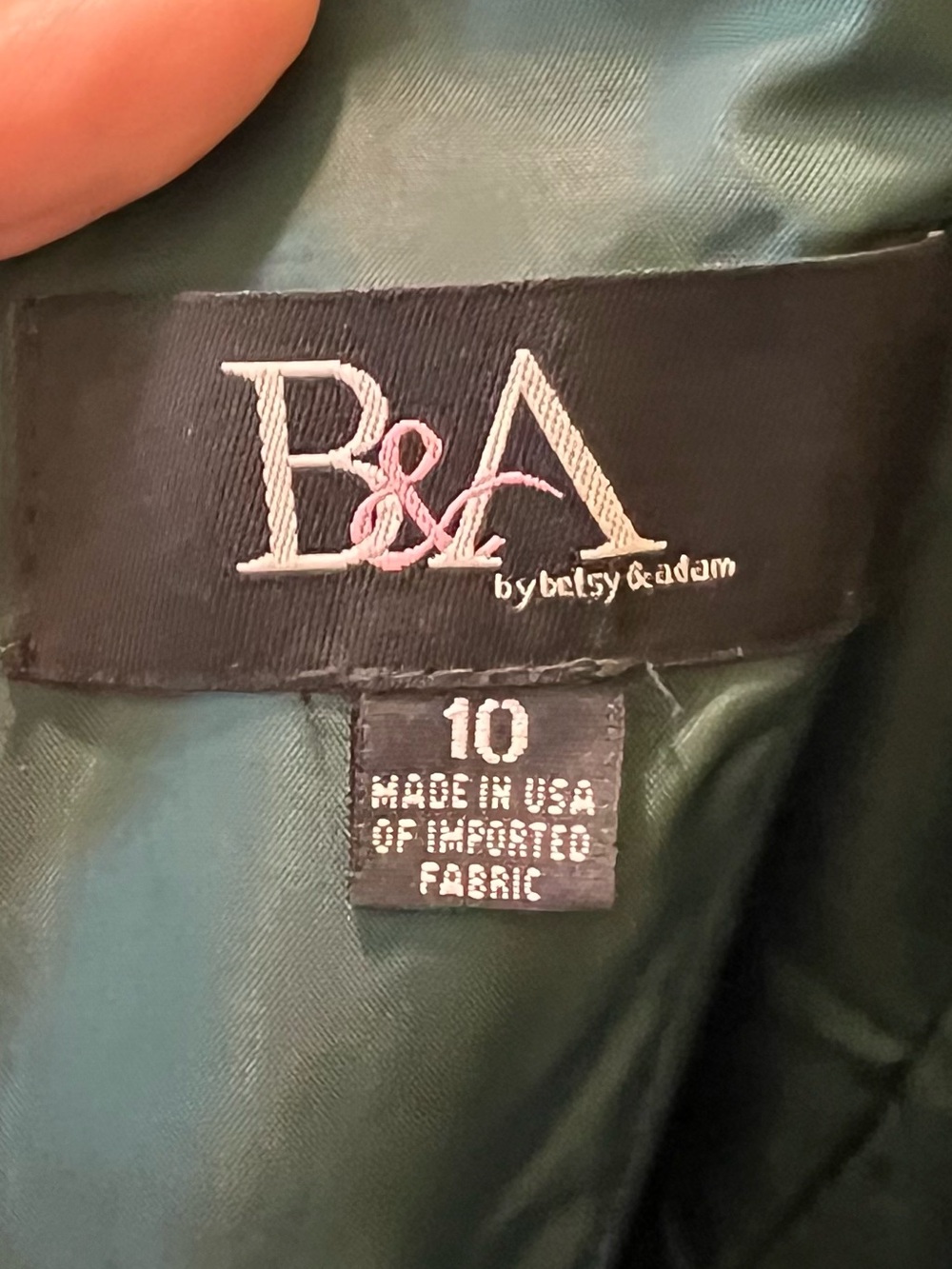 Betsy & Adam Emerald Green V-Neck Satin Prom Gown-worn once - Picture 7 of 8